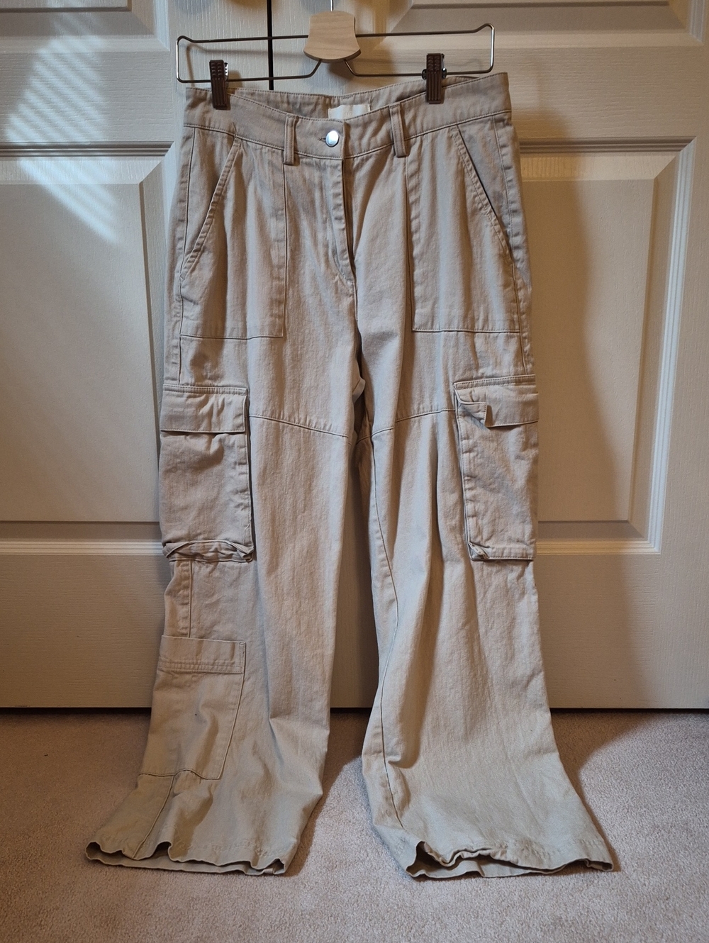H&M Sand Beige Wide-Leg Cargo Pants